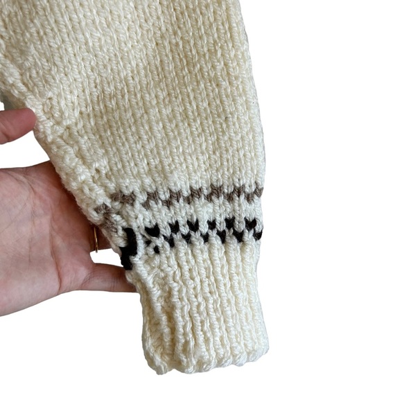 Kids vintage cream handknit fishermen fair isle zip up cardigan size 6 - Picture 11 of 11